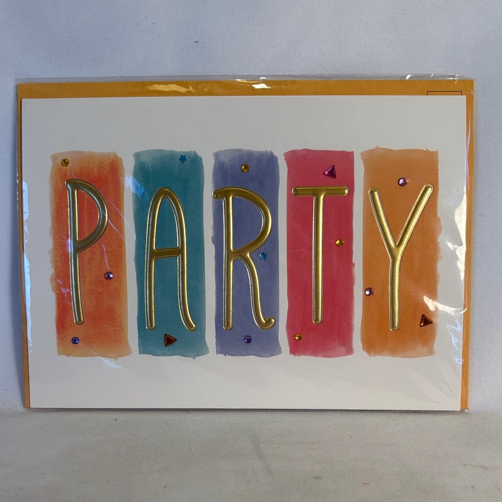 NWT BURGOYNE Party Greeting Card with Gold Foil Lettering - Multicolor 5X7 - Picture 5 of 7